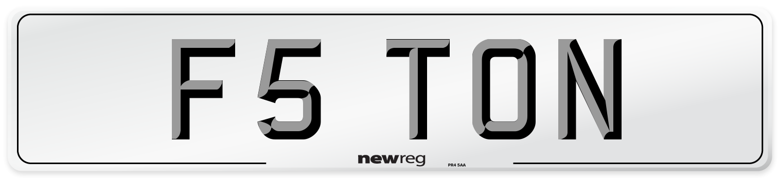 F5 TON Number Plate from New Reg